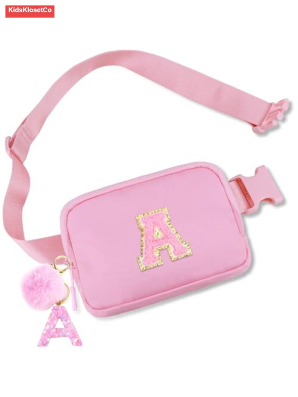 Personalized Initial Fanny Pack Crossbody Bag with Keychain Necklace, Large